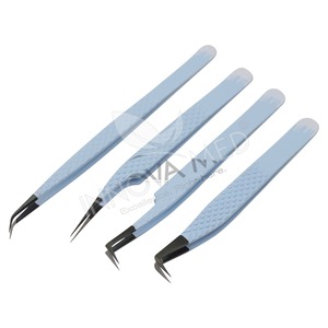 Pince à cils en acier inoxydable anti-magnétique longueur 10mm outil d'extension de cils livraison rapide échantillon gratuit mat-fini Premium - Product Image 2