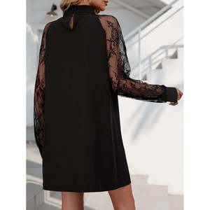 Minivestido Sandy de manga larga con detalle de volantes para mujer, 37448 - Negro - Product Image 3