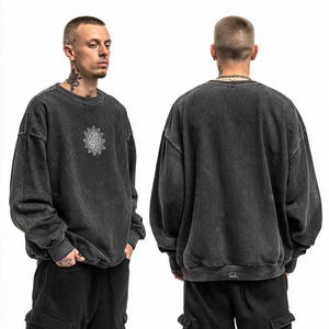 Sudadera Extra Grande de Hip Hop para Hombre, Lavado Vintage, Logotipo Estampado, Bordado, Ropa Urbana, Sudadera con Capucha - Product Image 2