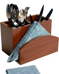 Wooden <b>Cutlery</b> Holder Dining Table Spoon Knife <b>Stand</b> Multipurpose Spoons Organiser Tableware Storage Box - Product Image 2