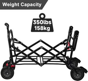Carro de playa plegable para terreno de acero inoxidable para acampar, jardín, compras deportivas, color negro, para acampar - Product Image 3