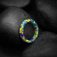 Bague de luxe en argent sterling 925 plaqué rhodium avec opale noire multifire vintage certifiée IGI, pierre de naissance de février