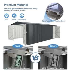 โรงเก็บของโลหะขนาด 10'x20' ประตูบานคู่แบบมีบานพับ ทนลม เป็นมิตรกับสิ่งแวดล้อม ทนทาน ดีไซน์กว้างขวาง พร้อมอุปกรณ์ยึดพื้น - Product Image 4