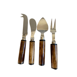 Juego de Cuchillos para Queso con Mango de Latón Diseño Ramas, Acabado Plateado para Hostelería, Juego de Cuchillos para Queso y Untadores de Mantequilla - Product Image 2