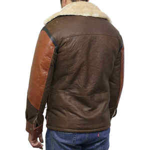 <b>Men's</b> Shearling Brown <b>Jacket</b> Custom <b>Men's</b> B3 Shearling <b>Leather</b> Aviator <b>Jacket</b> Warm Winter Bomber Flight Coat Made In Pakistan - Product Image 2