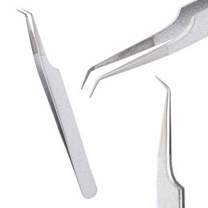 Pinces à cils premium en acier inoxydable, micro-pointe incurvée pour extensions de cils - Product Image 1