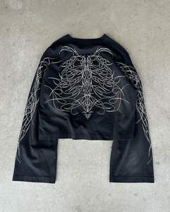 Camiseta recortada con lavado ácido para hombre Camiseta recortada antiarrugas de manga larga de algodón 100% - Product Image 6