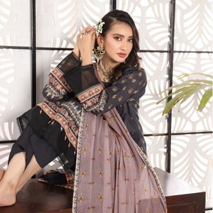 Trajes étnicos de 3 piezas para mujer Salwar Dr Haris bordado vestido de césped indio paquistaní volumen Pehnawni colección para fiestas - Product Image 2