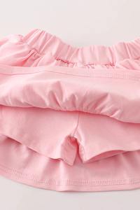 Lindo y cómodo conjunto de falda de niña con bordado de vaca Rosa Tema de granja o uso diario con falda y Top para bebé - Product Image 6