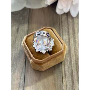 Southwest Handmade Mohave Turquoise <b>Sterling</b> <b>Silver</b> <b>Adjustable</b> Inlay Cluster <b>Ring</b> - Product Image 5