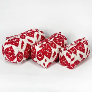 Juego de Bolsas de Algodón Acolchadas Vintage Hechas a Mano con Cierre de Cremallera, Estampado Ikat Rojo, Resistentes al Agua, Ecológicas, Duraderas, para Viaje y Maquillaje - Product Image 3