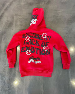 Ensemble de survêtement unisexe d'hiver rouge à capuche, respirant, 100% coton, logo personnalisé, deux pièces, décontracté, écologique, streetwear - Product Image 4