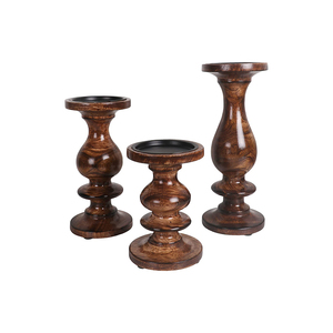 Portavelas Redondo Hecho a Mano de Madera de Mango Natural para Decoración del Hogar y Navidad, Elegante y Ecológico - Product Image 1