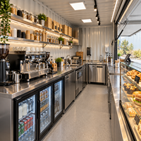 Restaurant modulaire en conteneur Etodevice avec équipement de cuisine pour café, restauration rapide et services à emporter