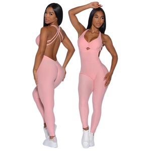 ชุดจั๊มสูทเว้าหลังสำหรับผู้หญิงชุดโยคะแบบแขนกุดปรับได้ชุดออกกำลังกายแบบชิ้นเดียว - Product Image 1