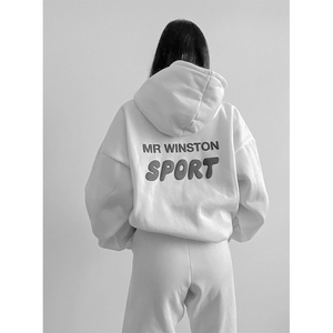 Sudaderas con capucha personalizadas azules al por mayor de espuma 3D de algodón de gran tamaño logotipos inspirados en grafiti calidad Sudadera con capucha de impresión de soplo de peso pesado - Product Image 6