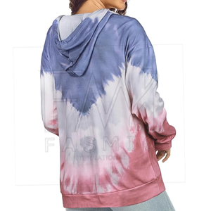 Stylish Custom Size Women's <b>Tie</b> <b>Dye</b> <b>Hoodies</b> Streetwear Down Shoulder Hooded Collar Front Logo Available Different Winter Colors - Product Image 2