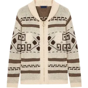 Pull personnalisé en usine de la meilleure qualité pull de créateur pour hommes au chaud en hiver pull en mohair multicolore pull en tricot jacquard flou