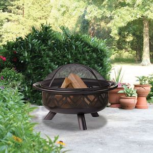 Fogata de hierro fundido estilo granja rústica tradicional patio exterior jardín patio trasero reuniones acogedoras calefacción y entretenimiento - Product Image 4