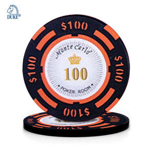 Casino-Calidad 14gm Clay Poker Chip con color personalizado y logotipo Incluye bandeja de denominación de calcomanía interna - Product Image 1