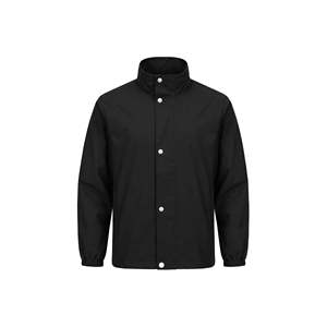 Chaqueta Cortavientos para Hombre, Color Gris Oscuro, Cuello Alto, Cierre de Botones, Manga Larga, Tejido Sólido de Poliéster - Product Image 4