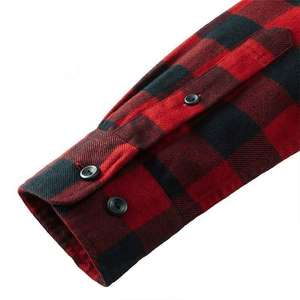 Camisa clásica a cuadros de franela a cuadros para hombre, camisas informales de algodón de manga larga con botones, 2 bolsillos en el pecho, puños ajustables, transpirables - Product Image 3