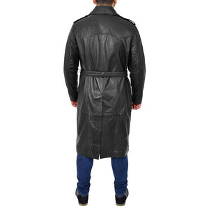 Quantité minimale de commande bas fabriqué en usine manteau en cuir surdimensionné pour hommes 100% haut de haute qualité couleur unie hommes vêtements d'hiver Long manteau - Product Image 2