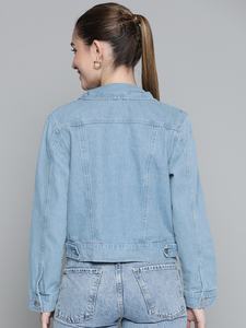 Veste en jean tricotée décontractée surdimensionnée pour femme OEM avec rembourrage en coton, veste d'hiver écologique pour femmes - Product Image 3
