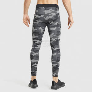 Leggings de fitness pour hommes personnalisés, de haute qualité, serrés, respirants, à séchage rapide, en élasthanne/polyester, taille élastique, longueur complète, faible MOQ - Product Image 2