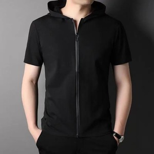 เสื้อกันหนาวแบบมีซิปมีฮู้ดสำหรับผู้ชายเสื้อกันหนาวกลางแจ้งกันลมมีซิปครึ่งแขนยาวลำลองสำหรับฤดูร้อน - Product Image 5