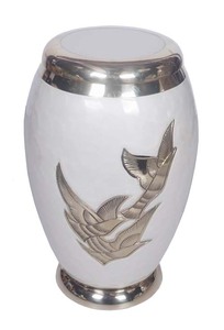 White Finis Latest Design Wholesale Decorative Metal Cremation Urn <b>Memorial</b> Urn with Polished Design at wholesale price - Product Image 6