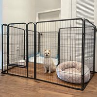 Grande cage pour chien galvanisée pour l'extérieur Chenils 8cm Barres verticales durables et élégantes Cage pour animaux de compagnie Ceinture carrée pour panneaux de parc