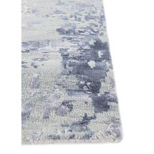 Tapis Tattvam Lu-9031 bleu en laine et soie de bambou noué à la main, motif abstrait pour salon, forme rectangulaire, modèle CS-01 - Product Image 4