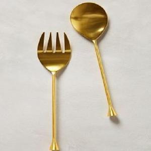 Cuillère à salade de designer haut de gamme en acier inoxydable écologique, compatible lave-vaisselle, meilleur ensemble d'outils pour la préparation de salades, vert, grande taille - Product Image 1