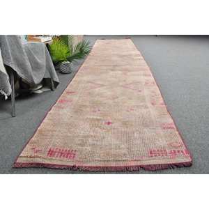 Alfombra turca Vintage de 28x143 pies, Beige, rosa, área grande, tejido de lana Jacquard, patrón abstracto, modelo de pasillo Rectangular, respaldo de látex - Product Image 4