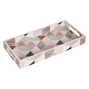 Plateau multifonctionnel avec poignées Plateau de serveur en incrustation d'os pour petit-déjeuner ou café pour la maison, l'hôtel et la restauration Utilisation du plateau ovale - Product Image 6