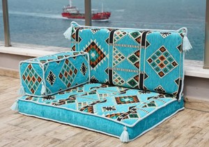 Sièges de sol arabes Canapé de sol arabe Sol de siège arabe | 90x70x10cm 3 pièces 1 Set - Product Image 2