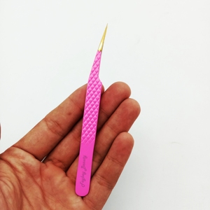 Pince à épiler pour cils Pince à épiler pointue pour outils de beauté Ensemble de pinces à épiler logo Custim couleur rose de haute qualité en acier inoxydable - Product Image 3