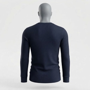 Custom Waffle Knit <b>Henley</b> <b>Shirt</b> <b>Mens</b> Short Sleeve 4 Button Placket Ribbed Cuff Casual Regular Fit Solid Blank Eco-Friendly - Product Image 4