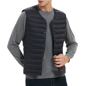 Wholesale <b>Men's</b> Winter Casual Reversible <b>Lightweight</b> Cotton-<b>Padded</b> <b>Jacket</b> with Custom Buttons Designer Puffer Vest in Plus Sizes - Product Image 1