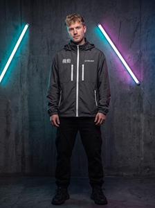 เสื้อแจ็คเก็ตกันลม Charcoal Techwear ลายพิมพ์ Mecha Blueprint ด้านหลัง, เสื้อแจ็คเก็ตไนลอนทรงโอเวอร์ไซส์แบบสั่งทำพิเศษ (OEM), ผู้ผลิตเสื้อผ้าสตรีทแวร์สำหรับทุกเพศ - Product Image 1