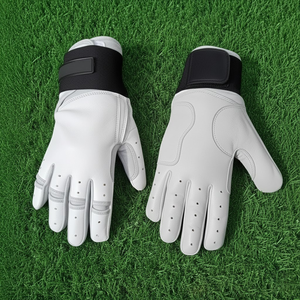 Guantes de Bateo de Béisbol Personalizados de Cuero Genuino Blanco Caqui, Cierre de Velcro Ambidiestro, Ecológicos, Profesionales, de Alto Agarre - Product Image 2