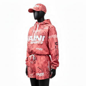 Ensemble court coupe-vent pour femmes, tissu polyester, toucher doux, sublimation intégrale, logo, ensemble court coupe-vent pour femmes, taille plus - Product Image 4