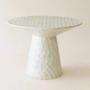 Fabulosa Mesa Auxiliar MOP con Incrustaciones de Nácar, Taburete Decorativo con Incrustaciones de Concha, Ideal para Decoración de Sala de Estar y Dormitorio - Product Image 4