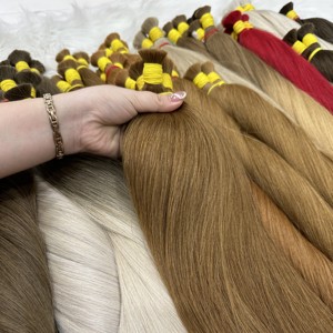 COULEUR BRUN MIEL QUALITÉ SUPÉRIEURE EXTENSIONS DE CHEVEUX HUMAINS RUSSES ÉPAIS ET PLEINS SLAVES STANDARD EN EUROPE - Product Image 5
