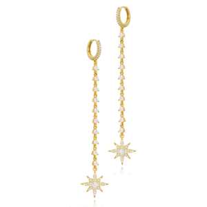 Elegante Estrella del Norte encanto cadena larga claro de piedra de circón pendientes turco de la joyería de la plata esterlina 925 al por mayor - Product Image 3