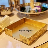Porte-mouchoirs de luxe sur mesure en feuille d'or, artisanat classique fait main, décoration de table en métal nickelé, modèle Kayna Export