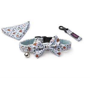 Shark Pattern <b>Dog</b> <b>Bow</b> <b>Tie</b> Adjustable Pet Collar Accessory Soft Fabric with Easy Buckle Closure - Product Image 4