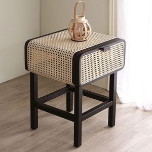 Escritorio de oficina con acabado de ratán, mesa de muebles de madera con soportes de almacenamiento, estantes, escritorios de ordenador, trabajo para oficina, estable moderno - Product Image 4