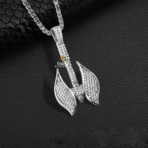 Icy Viking Axe Pattern Iced Out Pendant en plata de ley 925 para unisex con diamantes de moissanita de corte brillante redondo - Product Image 5
